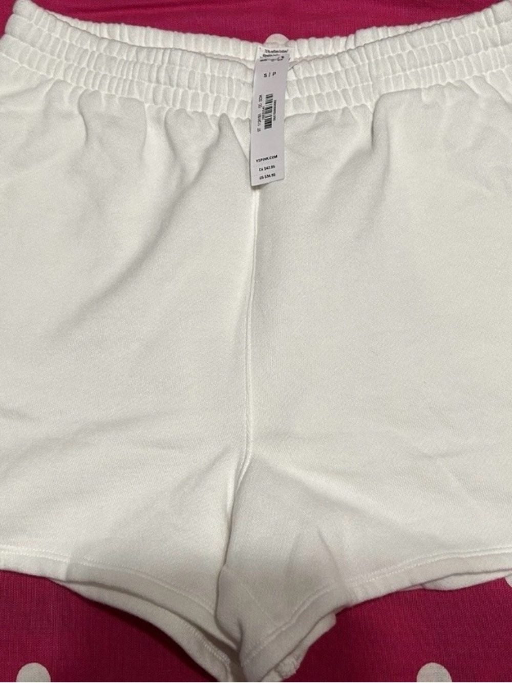 PINK Victoria's Secret White Elastic-Waist Fleece Campus Shorts
